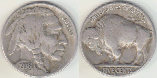 1936 S USA 5 Cents (Nickel) A004176